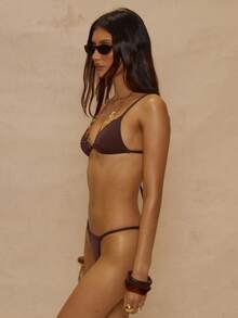 Musera Resort Ruched Thin Strap Bikini Bottoms Only Spring Summer Holiday Vacation Going Out Beach Club Sexy Boho Retro Y2k Feminine Molten - Multicolor - View 3
