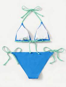 Swim Basics 女款夏季海灘掛脖性感比基尼兩件式泳衣套裝 - 彩色 - 查看 2