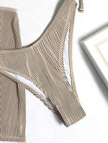 Swim SXY Summer Beach 3packs Halter Triangle High Cut Bikini & Beach Skirt - Khaki - View 9
