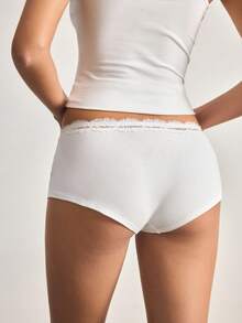 Ocili 5 chiếc quần short thể thao nữ màu trắng cơ bản, chất liệu cotton, ren, cạp thấp, thoải mái, tối giản, mềm mại, 100% cotton, kiểu dáng thanh lịch, thích hợp cho mùa thu. - trắng - Xem 2