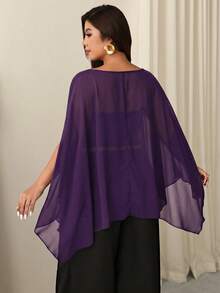 Firerie Camisa casual versátil de unicolor para mujer de talla grande para uso diario y salidas - Morado - Ver 2