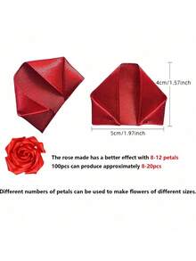 50/100/300 pièces Pétales de rose en ruban de satin précoupés, semi-finis, fleurs éternelles qui ne fanent jamais, bouquet DIY, pétales en satin doux au toucher velouté pour mariage, anniversaire, fête des mères, décoration de fête, mariage à la maison, pétales de rose en soie artificielle, fournitures d'artisanat - rouge - Voir 2