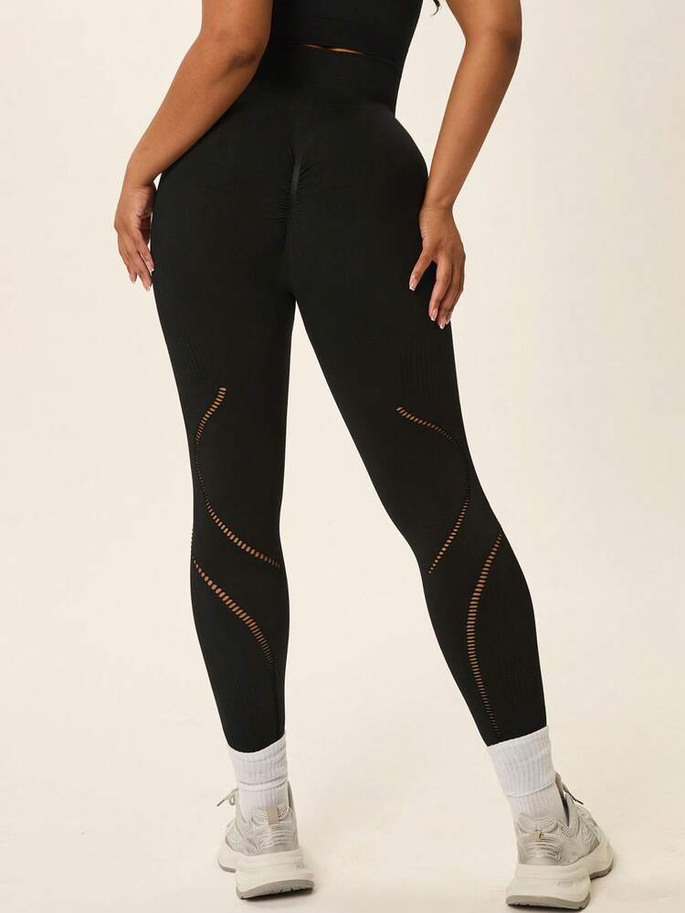 Voyena Plus Size Women High Waist Slim Fit Leggings, Workout Pants - Black - View 2