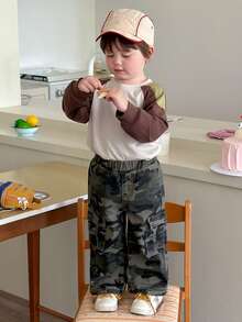 Dazy Kids Infant/Toddler (Boy) Leopard Print Casual Loose Streetwear All-Season Versatile Denim Fall - Army Green - View 5