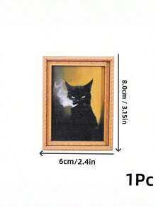 Joivida 1Pc/2Pcs Fun Cat Photo Frame Fridge Magnet, Retro Wooden 3D Printed Magnetic Sticker, Creative Retro Oil Painting Style Fridge Decor Stickers - multicolor - View 13