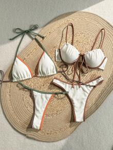 Swim Mod 26ss 紋理面料鋼圈泳衣 4件組 - 彩色 - 查看 3
