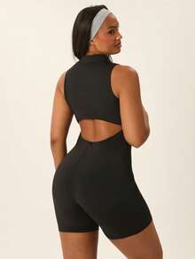 Levarali Women Plus Size Sports Jumpsuits - Black - View 2