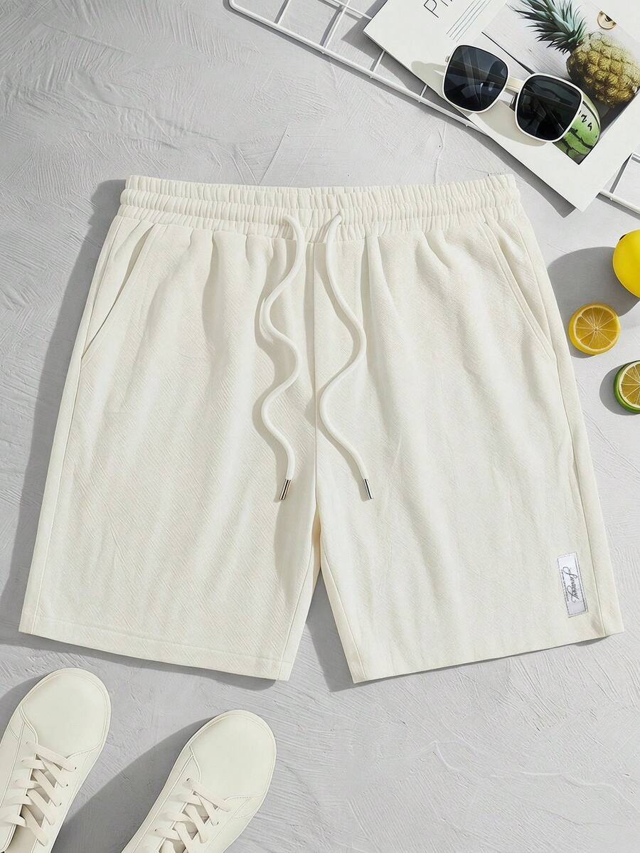 ESTAVOR Pantalones cortos casuales para hombres con cordón en la cintura y bolsillos sueltos - Beis - Ver 1