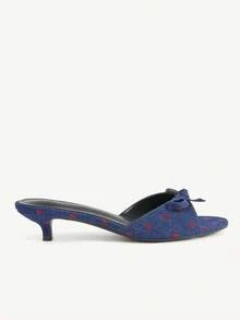 CUCCOO CHICEST 女款舒適休閒高跟涼鞋，適合日常穿著，夏季 - 牛仔愛心印花 - 查看 5