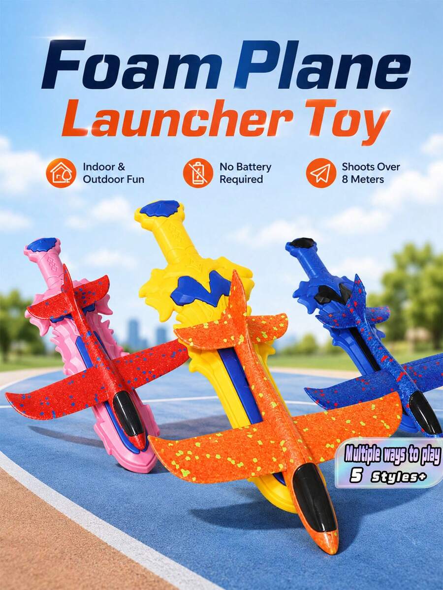 1PC Foam Airplane Launcher, Outdoor Interactive Catapult Glider, Jet Airplane, Airplane, Airplane Supplies, Airplane, Airplane Toy, Airplane. - Multicolor - View 1