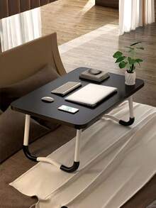 1PC Portable Folding Table For Bed Laptop Desk Breakfast Tray Reading Stand With Cup Holder Adjustable Height Non Slip Home Office Couch Sofa Use Gift - multicolor - View 3