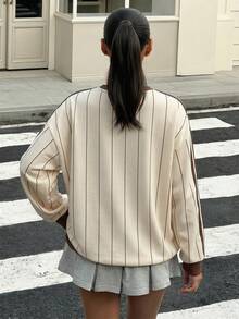 梅納色調學院風復古印花，青少年女孩休閒極簡寬鬆圓領舒適長袖衛衣，適合秋冬/春夏，適用於日常通勤、聚會、聖誕節、新年、感恩節、派對、婚禮、海灘、畢業典禮、時尚穿搭 - 彩色 - 查看 2