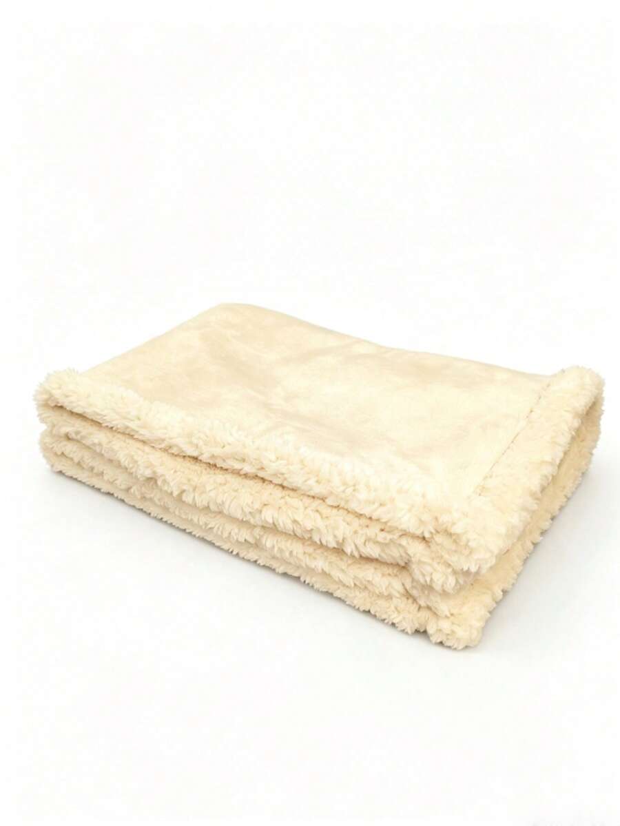 1PC Waterproof Fleece Blanket,Pet Blanket, Dog Cage Pad, Sofa Cushion, Cat Bed Mat, Dog Bed Blanket - Beige - View 1