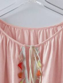 SHEIN LUNE 大尺碼女款法式休閒優雅印花長袖襯衫 - 粉色 - 查看 3