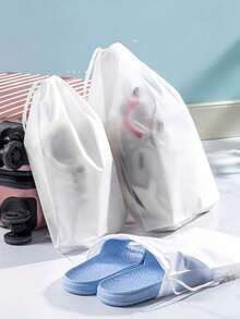 Paquete de 15 bolsas de almacenamiento portátiles con cordón para lijar ropa, organizadores de viaje transparentes, impermeables y a prueba de polvo, bolsas de embalaje de plástico, bolsas perfectas para zapatos de viaje, ideales para viajes, actividades al aire libre, camping, hogar y uso en el baño, bolsas impermeables, imprescindibles para verano y otoño, perfectas para los artículos esenciales de regreso a la escuela - Bolsa con cordón esmerilado - Ver 8