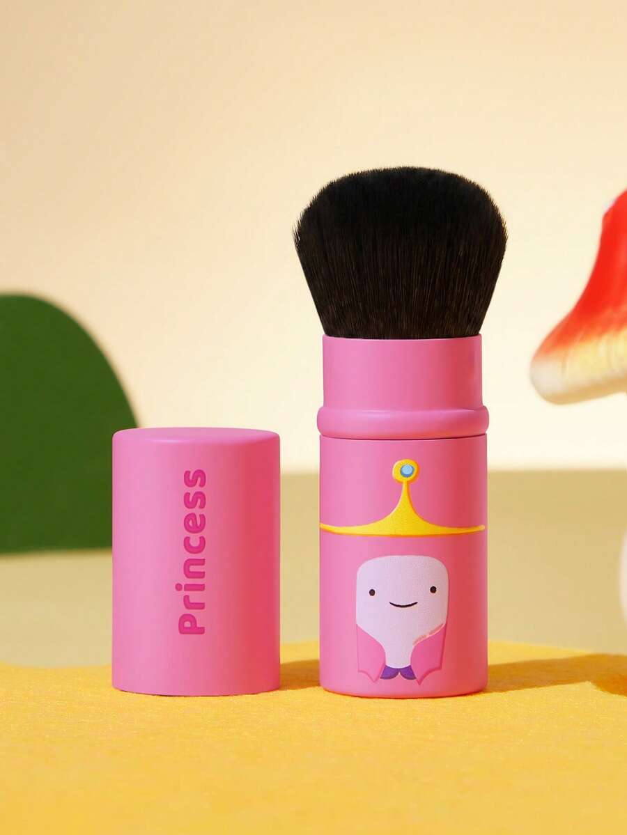 ADVENTURE TIME X SHEIN 1件裝探險主題可伸縮便攜式蜜粉與腮紅刷組,柔軟合成纖維刷毛可愛卡通化妝刷,旅行友善臉部化妝工具,適合蜜粉與腮紅,卡通迷與美妝愛好者的完美禮物 - 粉色 - 查看 1