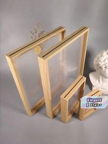 High Transparent Acrylic Glass Wood Plastic Retro Double Sided Photo Frame DIY Wall Tabletop Display No Photo Paper For Living Room Bedroom Holiday Birthday Home Decoration Creative Desktop Plant Specimen Storage Valentine Graduation Memory Gift - Multi-color - log color - View 1
