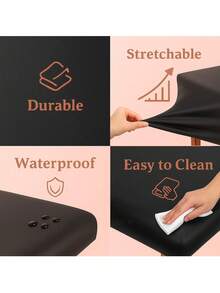 Housse de lit de massage imperméable et réutilisable, résistante aux taches, facile à nettoyer, inodore, avec coussin de support amovible. Convient pour les lits de massage et les salons de beauté. Conception durable et confortable. - Noir - Voir 5