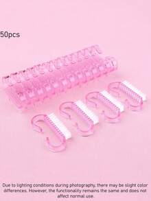 50 PCS Pink Small Nail Cleaning Brush Manicure Dust Sweeping Brush Multifunctional Nail Art Tool For Home Salon Use Beauty Tools - Pink - View 7