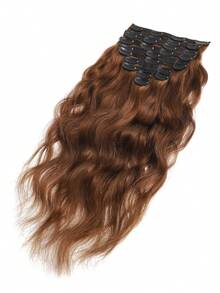 Ekstensi Rambut Manusia Jepit Gelombang Alami Cokelat Cokelat Muda Gelombang Longgar Lentur Jepit Ekstensi Rambut Manusia Remy Brasil 10 Pcs 160g/Set - S4 - View 3