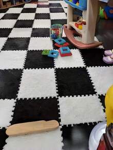12PCS Set Ultra Soft Black White Patchwork Rug Set Durable Soft Rug For Bedroom Living Kitchen Bathroom Washable Trimmable Size 12x12 Inch Fashion Geometric Pattern Floor Mat Home Decor Washable Floor Carpet - A - View 6