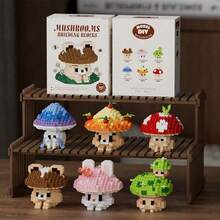 More Than 300 Pieces Mushroom Building Blocks Set, Cute Desktop Ornament, Sturdy ABS Material, 4 Colors Red White Green Pink, Ideal Gift For Festival Halloween Home Decoration - Multicolor - View 4
