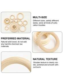 5Packs Unfinished Solid Wood Rings For Craft Smooth Surface Natural Wood Rings For Macrame Pendant Connectors Jewelry Making DIY Home Decoration Gift - multicolor - View 7