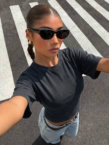 Muchica 女款休閒街頭風基本款性感復古落肩T恤 夏季高爾夫外出日常派對旅行婚禮海灘畢業舞會上衣 黑色 - 黑色 - 查看 4