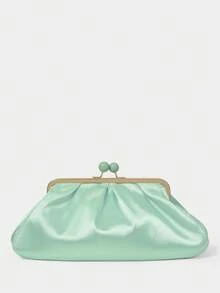 SHECARRY 女士時尚優雅經典清爽波浪條紋手拿包，適合春夏海邊、度假、假期、海灘派對（隨機花色） - 淺綠色 - 查看 4