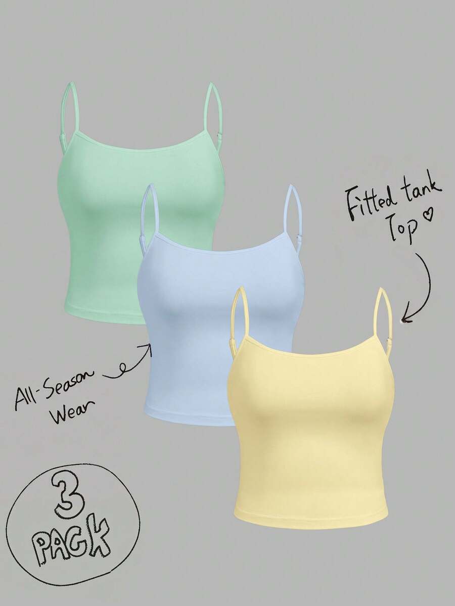 SHEIN BASICS Camisola de tirantes talla grande de uso diario minimalista - Multicolor - Ver 1