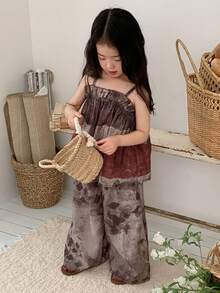 DAZY Baby Girls' Casual Vacation Allover Print Camisole And Loose Pants 2 Pieces Set Summer - Coffee Brown - View 7
