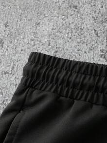Coreblaze Men's Casual Daily Letter Pattern Drawstring Waist Sports Long Pants, Gym - Black - View 4