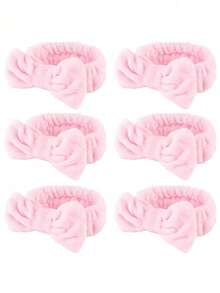 6-Pack Spa Cosmetic & Face-Washing Microfiber Bow Hairbands - Soft And Comfortable Face-Washing Hairbands - Pink - View 7