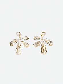 Opalesca A Pair Of Fashionable Personalized Flower Women's Earrings,Premium/Elegant/Classy/Dailywear/Minimalist,Pearl/Crystal,Engagement/Wedding/Promise,Summer/Beach/Prom/Party/Holiday/Vacation,For Mom/Women/Girl/Mother,Bride,Fairycore/Mermaid Core - Gold - View 2