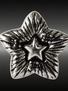 MortiRose Six-Pointed Star Design Stud Earrings Men's Niche High-End Earrings, Personalized And Unique Temperament Earrings - Antique Silver - View 2