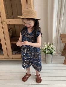DAZY 女嬰波希米亞韓風休閒連身褲 春夏款 幼兒 - 藍色 - 查看 5