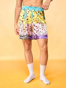 Notgurli 3-Color Pink And Yellow T-Back Men's Short Pajama Pants Vacation Summer Casual - Multicolor - View 3