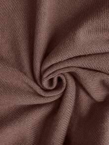 SHEIN LUNE Women's Simple Casual Solid Color Round Neck Short Sleeve Ribbed Knit Top - Redwood - View 7