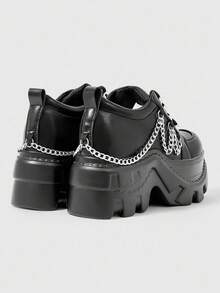 ROMWE Grunge Punk Giày Gothic buộc dây kiểu Punk Rock Y2K màu tối dành cho nữ, Giày lười màu đen, Giày da Mary Jane nhỏ buộc dây, Giày công sở trang trọng, Giày cao gót đế xuồng & đế xuồng, Giày Halloween - màu đen - Xem 7