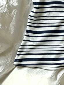 IslaSuriya Women's Striped Contrast Button Half Placket Fitted T-Shirt - Multicolor - View 4