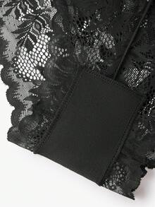 FINETOO 5 piezas de bragas sexys para mujer con patrón de encaje y diseño cuadrado - Negro - Ver 7