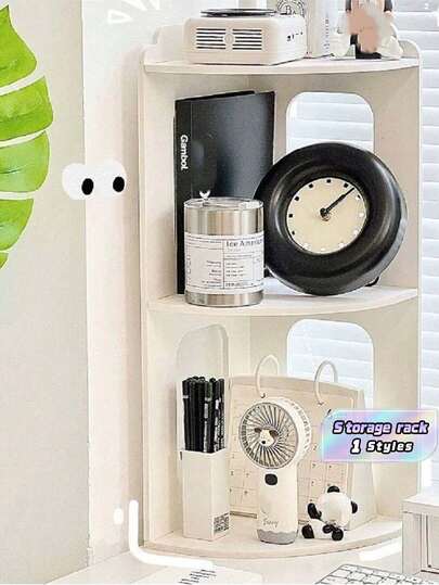 1 buah Rak Organizer Meja Sudut 3 Tingkat Warna Putih, Rak Dinding Vertikal, Rak Penyimpanan untuk Kamar Tidur, Asrama, Kantor