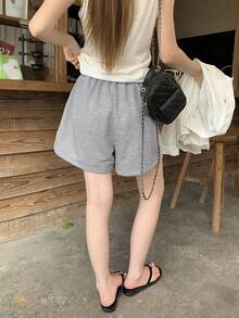 DAZY 女款素色寬鬆百褶長褲 運動休閒 春夏運動褲 - 灰色 - 查看 2