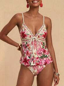 Conjunto de Traje de Baño Casual Estampado Minimalista para Mujer - Multicolor 8 - Ver 4