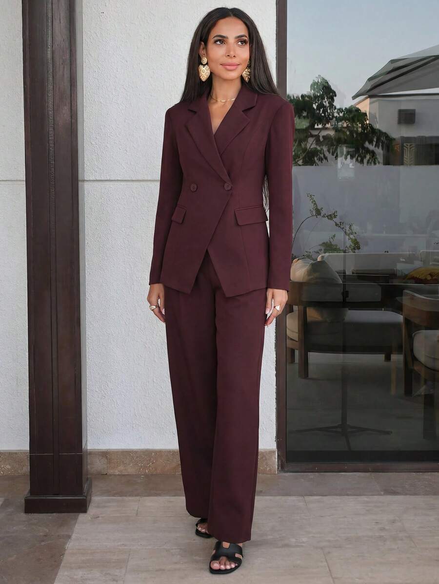 Alya Khalil 休闲通勤基本款夹克和裤子套装