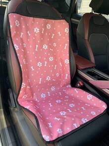 Waterproof Oxford Fabric Pink Anti-Dirty Pet Car Seat Cover For Dogs, Scratch-Resistant Heavy-Duty Front Passenger Seat Protector Mat For SUV Truck, Non-Slip Travel Accessories For Vehicle Interior - Pink - View 2