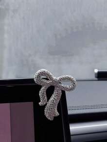 2PCS Ceramic Rhinestone Bow Car Interior Decor Sticker DIY Crystal Bowknot Dashboard Decal For Women Girl Goddess Style Ins Perfect Gift For Birthday Wedding Party - multicolor - View 6
