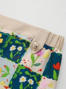 Breezaya Bestselling Abstract Plaid Floral Print Plus Size Women's Vacation Casual Long Pants - Multicolor - View 6