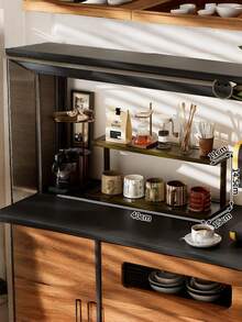 1 pieza Estantería con base antideslizante ahorradora de espacio para espacios pequeños, organizador de almacenamiento multifuncional para cosméticos, especias, frascos, cestas, decoración de encimera de cocina, acabado natural para decoración del hogar - Nuez - Ver 17