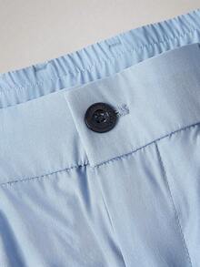 Officeau Men's Letter Embroidered Pocket Straight Leg Daily Commute Pants, Fall - Dusty Blue - View 10